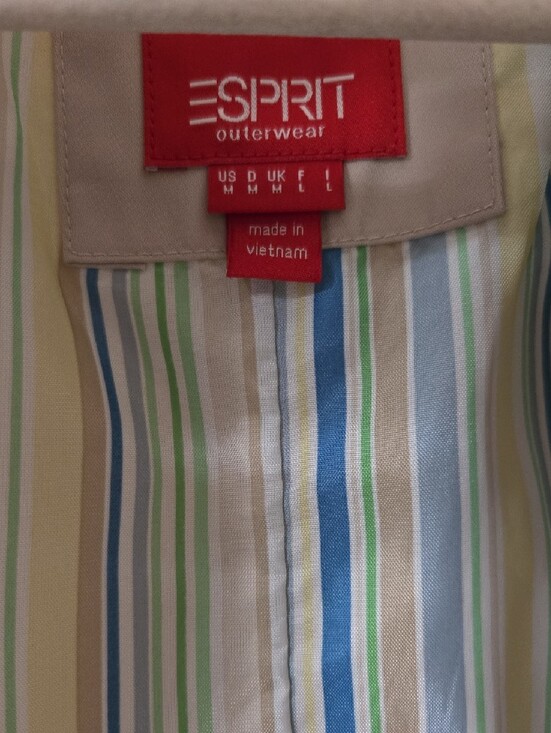 Esprit Jackets & Blazers - Esprit Women’s Beige Trench Coat with Striped Lining Size Medium
